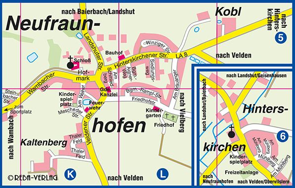 Ortsplan Gemeinde Neufraunhofen mit Hinterskirchen, © REBA-Verlag Freising, 2018